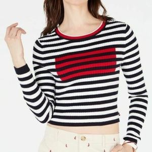 Tommy Hilfiger Cropped Striped Sweater Size Large